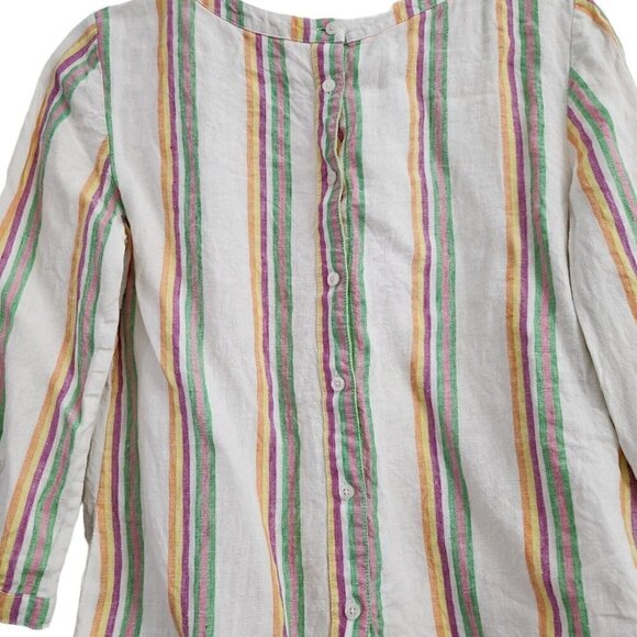 Boden Womens Katie Top 4‎ Striped Linen Back Button Up Blouse Resortwear - Picture 9 of 13